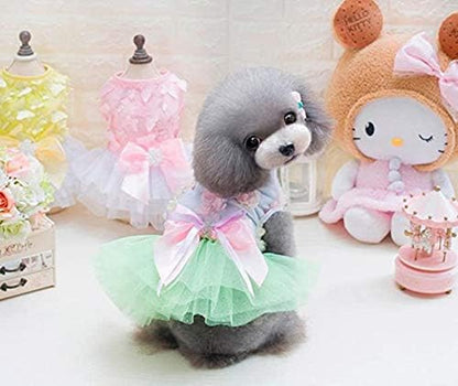 Pet Dog Dress Cute Girl Dogs Lace Skirt Puppy Princess Jumpsuit Party Floral Dresses Ribbon Bow Doggie Costumes