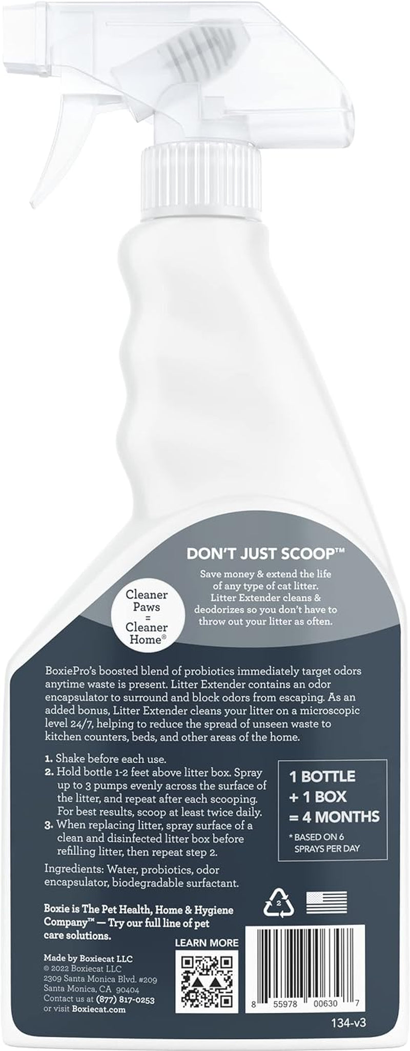 Scoop & Spray Litter Extender – Scent Free- 24 Oz- Probiotic Formula- Cleans and Extends the Life of Your Litter -Best Litter Box Odor Eliminator & Deodorizer